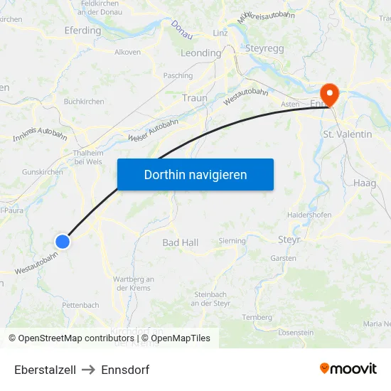 Eberstalzell to Ennsdorf map