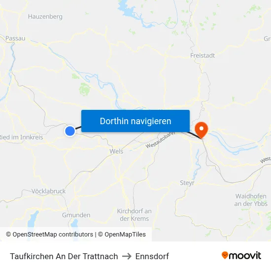 Taufkirchen An Der Trattnach to Ennsdorf map
