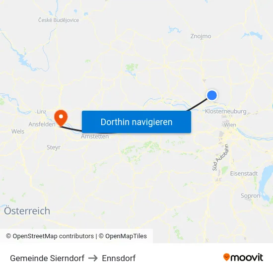Gemeinde Sierndorf to Ennsdorf map