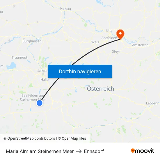 Maria Alm am Steinernen Meer to Ennsdorf map