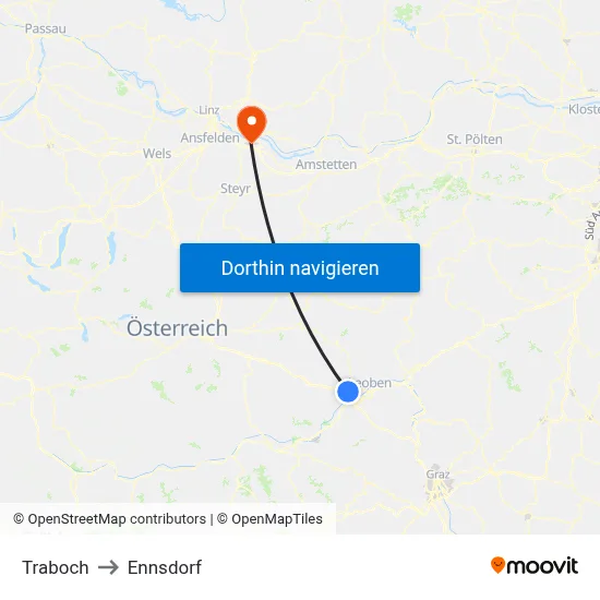 Traboch to Ennsdorf map