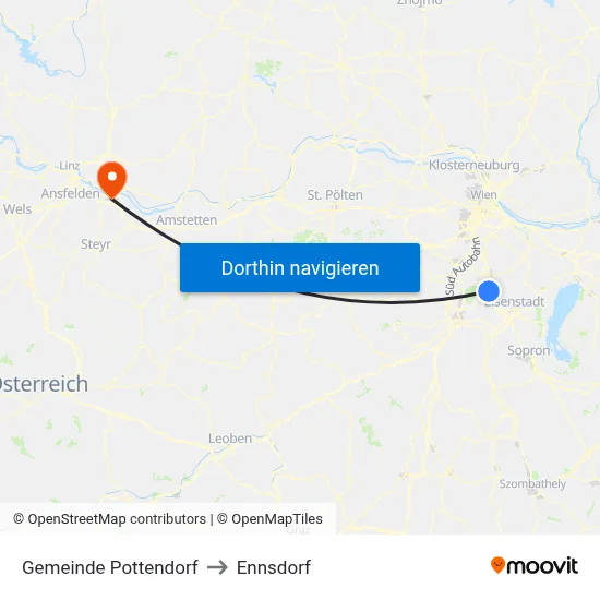 Gemeinde Pottendorf to Ennsdorf map