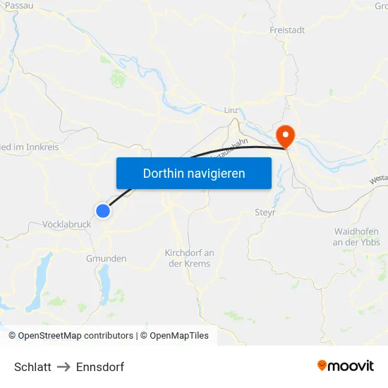 Schlatt to Ennsdorf map