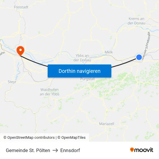 Gemeinde St. Pölten to Ennsdorf map