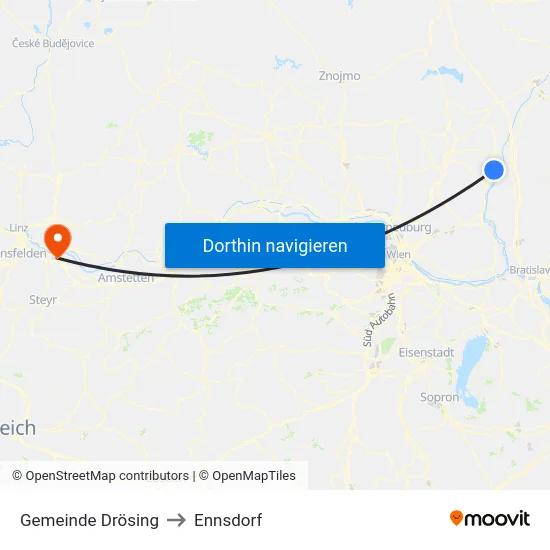 Gemeinde Drösing to Ennsdorf map