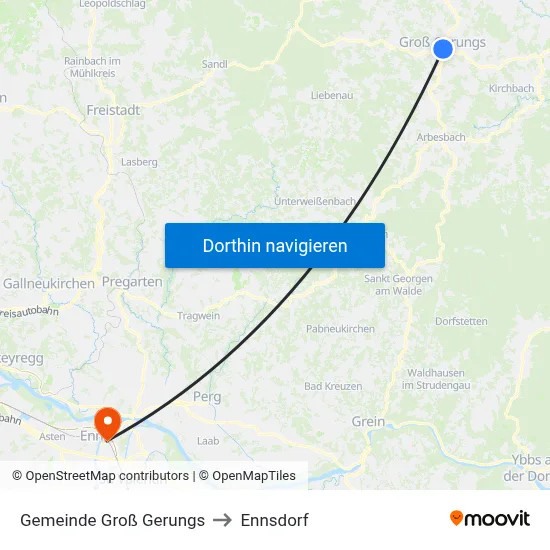 Gemeinde Groß Gerungs to Ennsdorf map