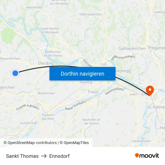 Sankt Thomas to Ennsdorf map