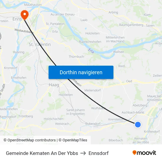 Gemeinde Kematen An Der Ybbs to Ennsdorf map