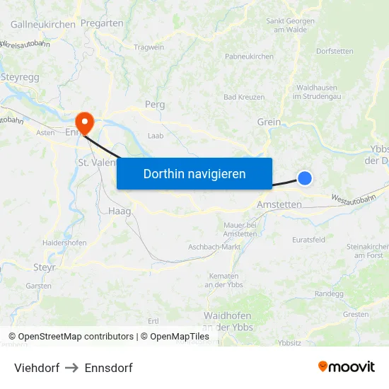 Viehdorf to Ennsdorf map