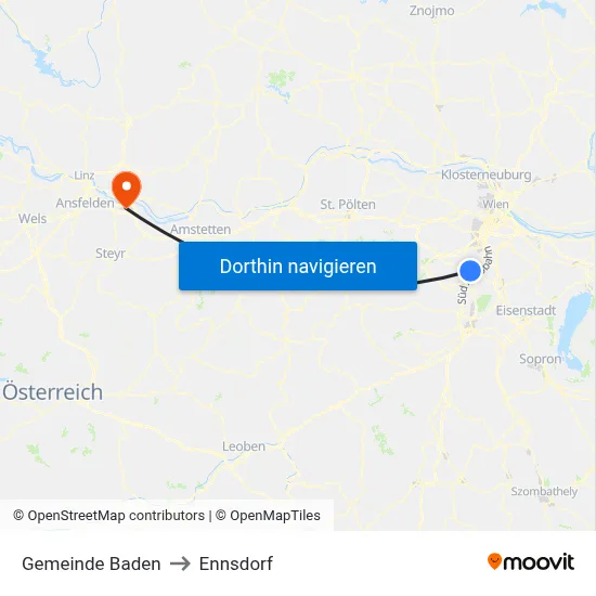 Gemeinde Baden to Ennsdorf map
