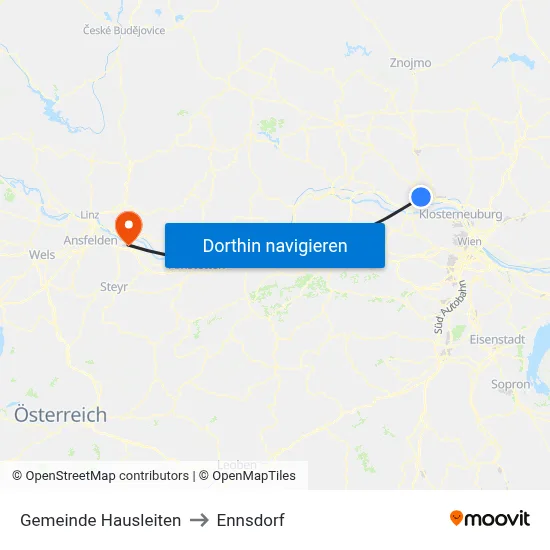 Gemeinde Hausleiten to Ennsdorf map