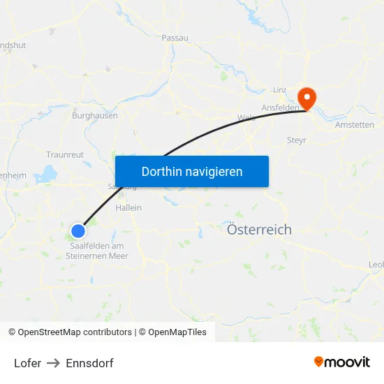 Lofer to Ennsdorf map