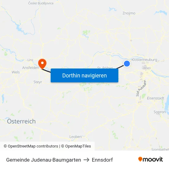 Gemeinde Judenau-Baumgarten to Ennsdorf map