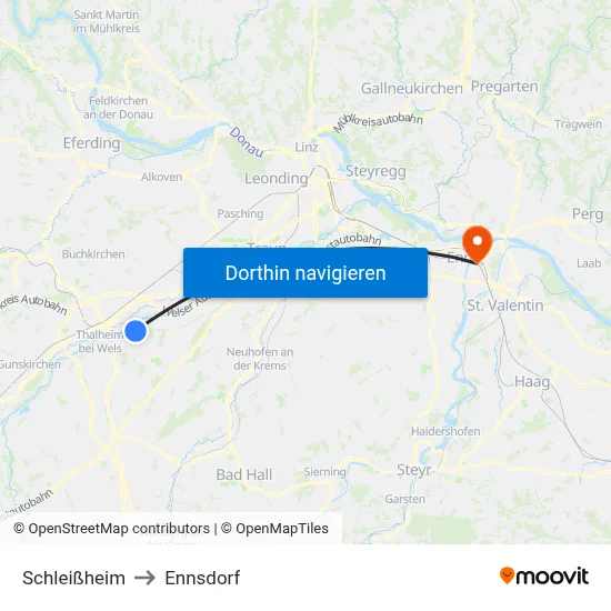 Schleißheim to Ennsdorf map