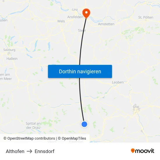 Althofen to Ennsdorf map