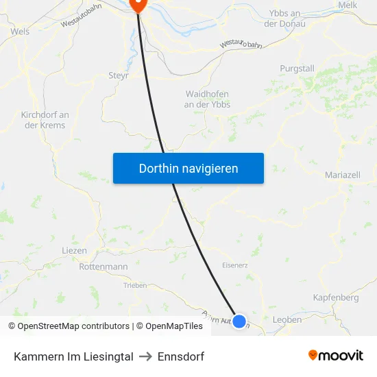 Kammern Im Liesingtal to Ennsdorf map