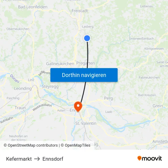 Kefermarkt to Ennsdorf map
