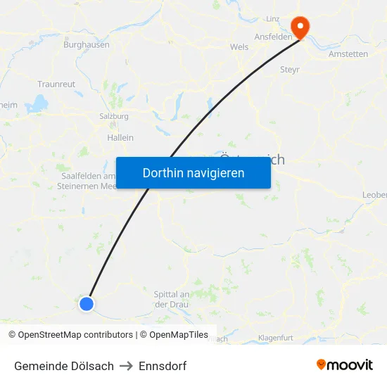 Gemeinde Dölsach to Ennsdorf map