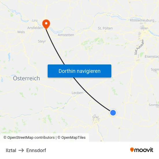 Ilztal to Ennsdorf map