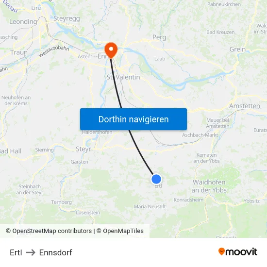 Ertl to Ennsdorf map