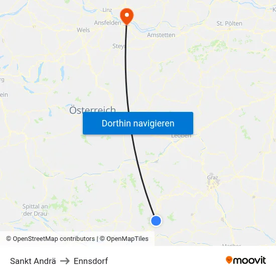 Sankt Andrä to Ennsdorf map