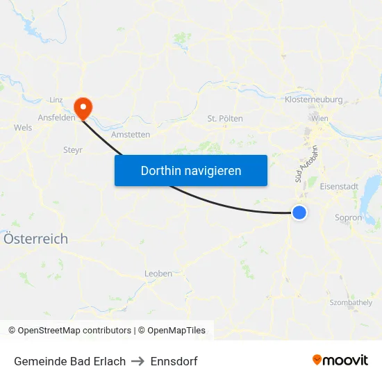 Gemeinde Bad Erlach to Ennsdorf map
