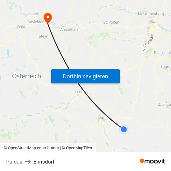Paldau to Ennsdorf map