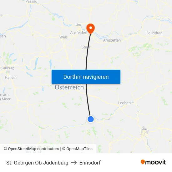 St. Georgen Ob Judenburg to Ennsdorf map