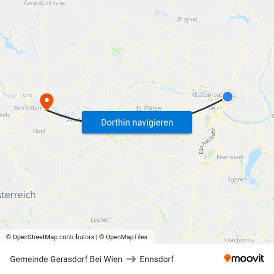 Gemeinde Gerasdorf Bei Wien to Ennsdorf map