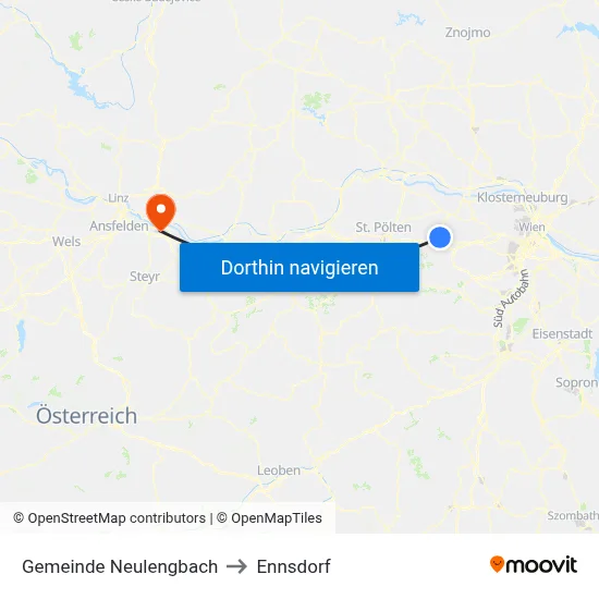 Gemeinde Neulengbach to Ennsdorf map