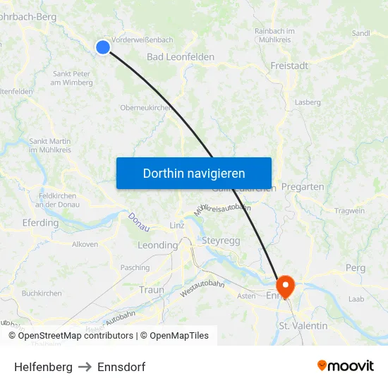 Helfenberg to Ennsdorf map