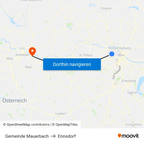 Gemeinde Mauerbach to Ennsdorf map