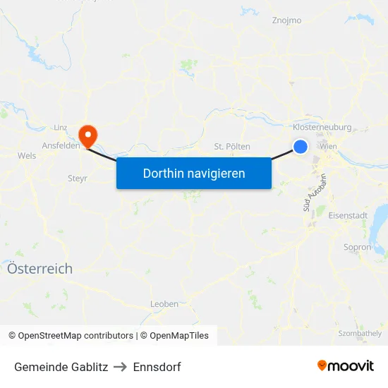Gemeinde Gablitz to Ennsdorf map