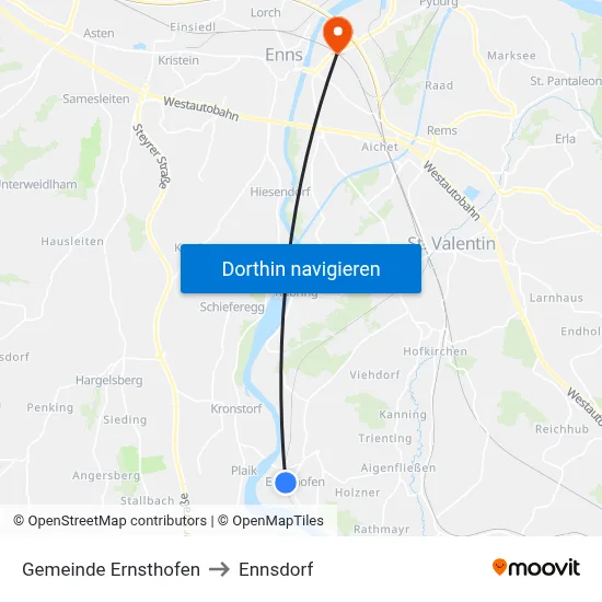 Gemeinde Ernsthofen to Ennsdorf map