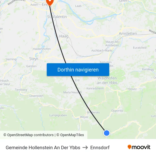 Gemeinde Hollenstein An Der Ybbs to Ennsdorf map