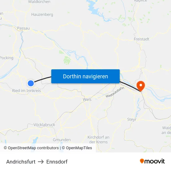 Andrichsfurt to Ennsdorf map