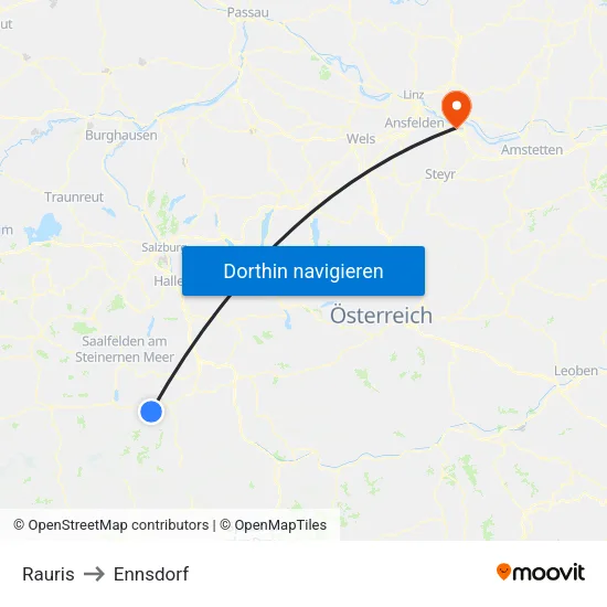 Rauris to Ennsdorf map