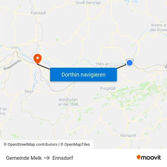 Gemeinde Melk to Ennsdorf map