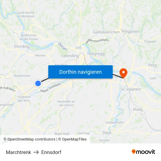 Marchtrenk to Ennsdorf map