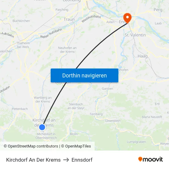 Kirchdorf An Der Krems to Ennsdorf map