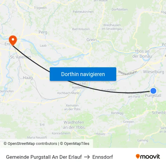 Gemeinde Purgstall An Der Erlauf to Ennsdorf map