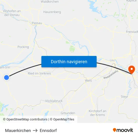 Mauerkirchen to Ennsdorf map