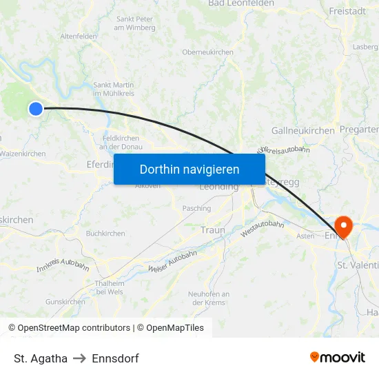 St. Agatha to Ennsdorf map