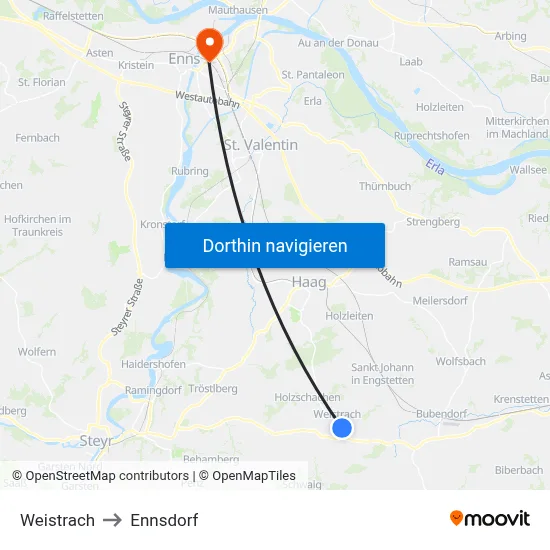 Weistrach to Ennsdorf map