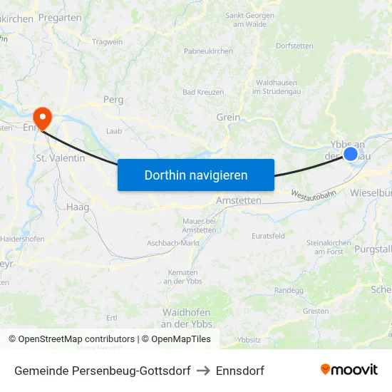 Gemeinde Persenbeug-Gottsdorf to Ennsdorf map