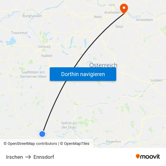 Irschen to Ennsdorf map