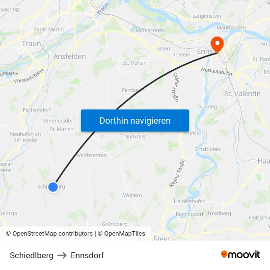 Schiedlberg to Ennsdorf map