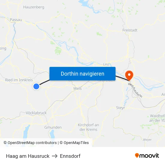 Haag am Hausruck to Ennsdorf map