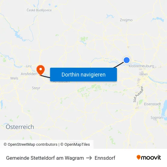 Gemeinde Stetteldorf am Wagram to Ennsdorf map