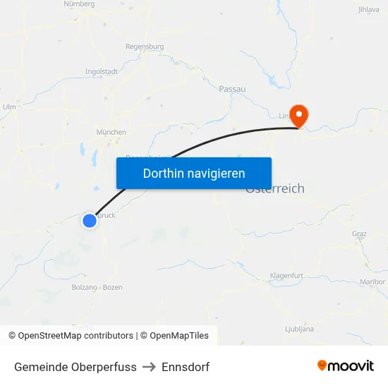Gemeinde Oberperfuss to Ennsdorf map